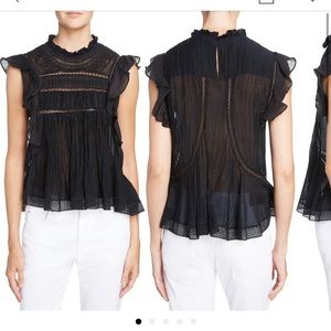 isabel marant étoile vivia lace trim top